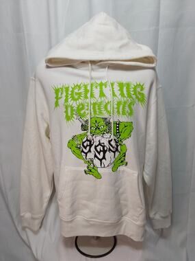 Vlone x Juice WRLD XL White Fighting Demons Graphic Print Hoodie #M182